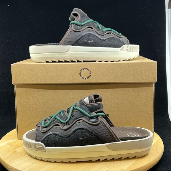 Nike Offline 2.0 Velvet Brown Noble Green DJ6229-200 sz 8.5 Men's Sandal Slides - Picture 1 of 10
